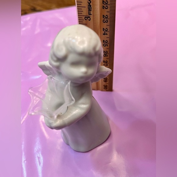 Schmid Bros Porcelain Angel Holding vase etched in gold Christmas Holiday Gift - Picture 2 of 12